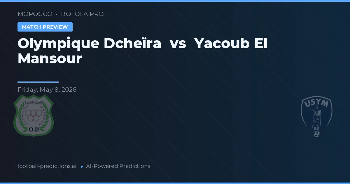 Olympique Dcheïra vs Yacoub El Mansour — matchtips och förhandstitt