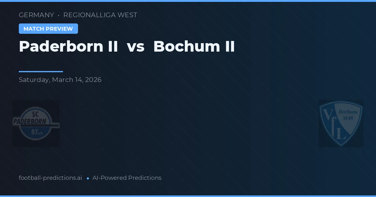 Paderborn II vs Viktoria Bochum II — matchtips och förhandstitt