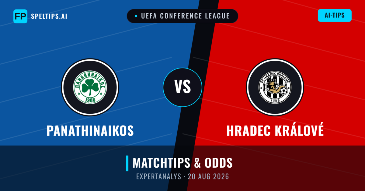 Panathinaikos vs Hradec Králové — matchtips och förhandstitt