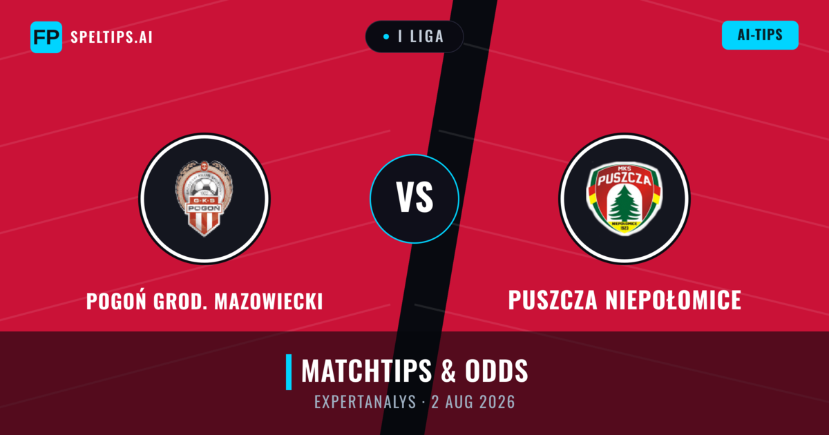 Pogoń Grod. Mazowiecki vs Puszcza Niepołomice — matchtips och förhandstitt