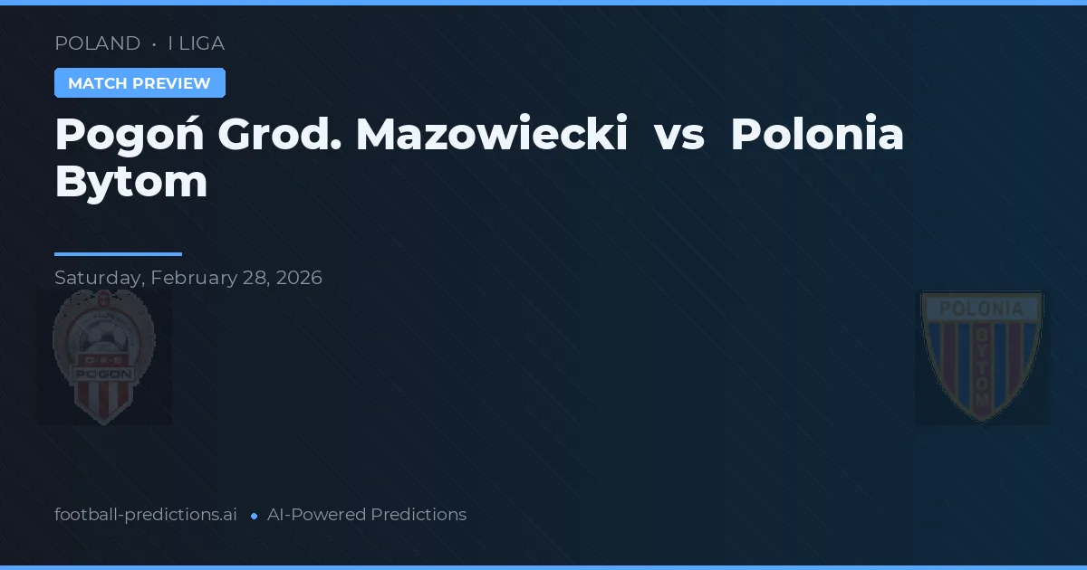 Pogoń Grod. Mazowiecki vs Polonia Bytom — matchtips och förhandstitt