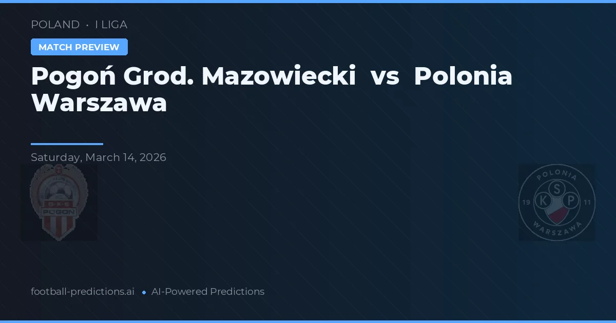 Pogoń Grod. Mazowiecki vs Polonia Warszawa — matchtips och förhandstitt