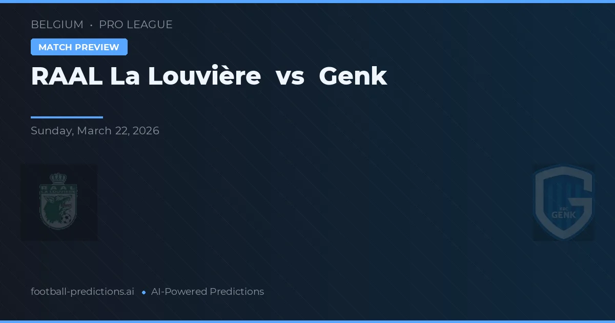 RAAL La Louvière vs Genk — matchtips och förhandstitt