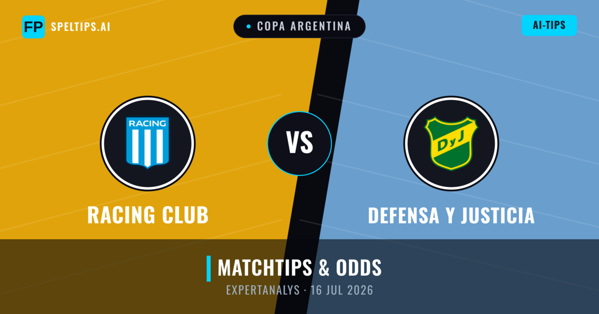 Racing Club vs Defensa y Justicia — matchtips och förhandstitt