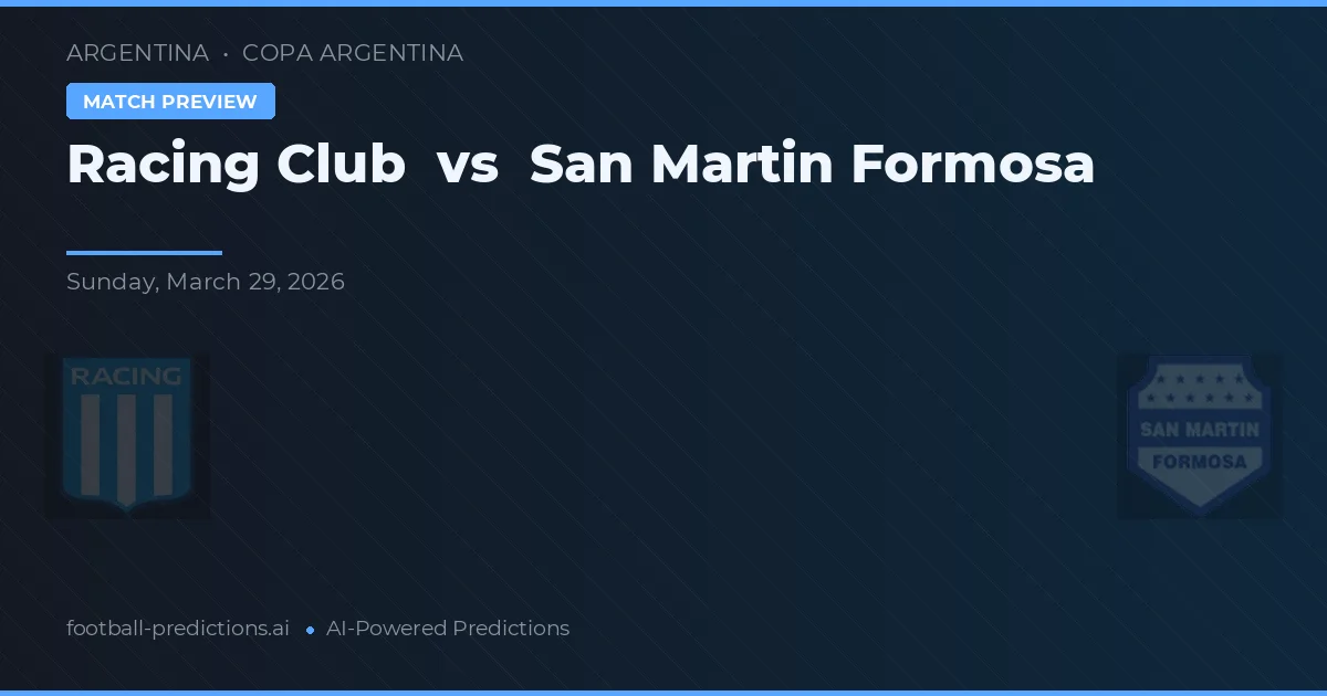 Racing Club vs San Martin Formosa — matchtips och förhandstitt