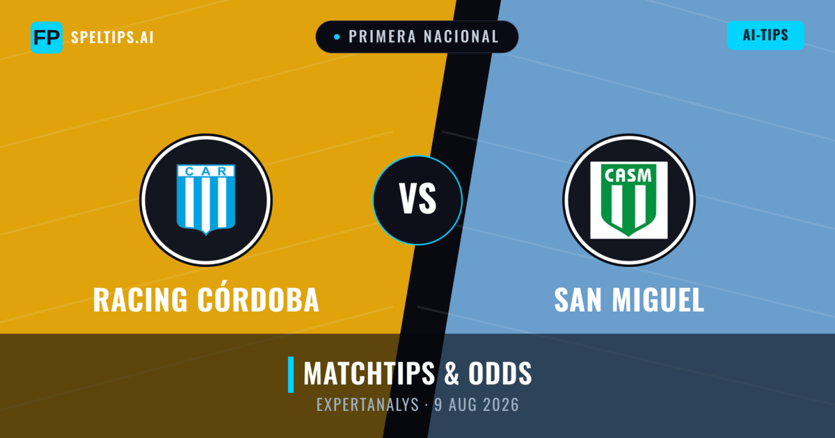 Racing Córdoba vs San Miguel — matchtips och förhandstitt