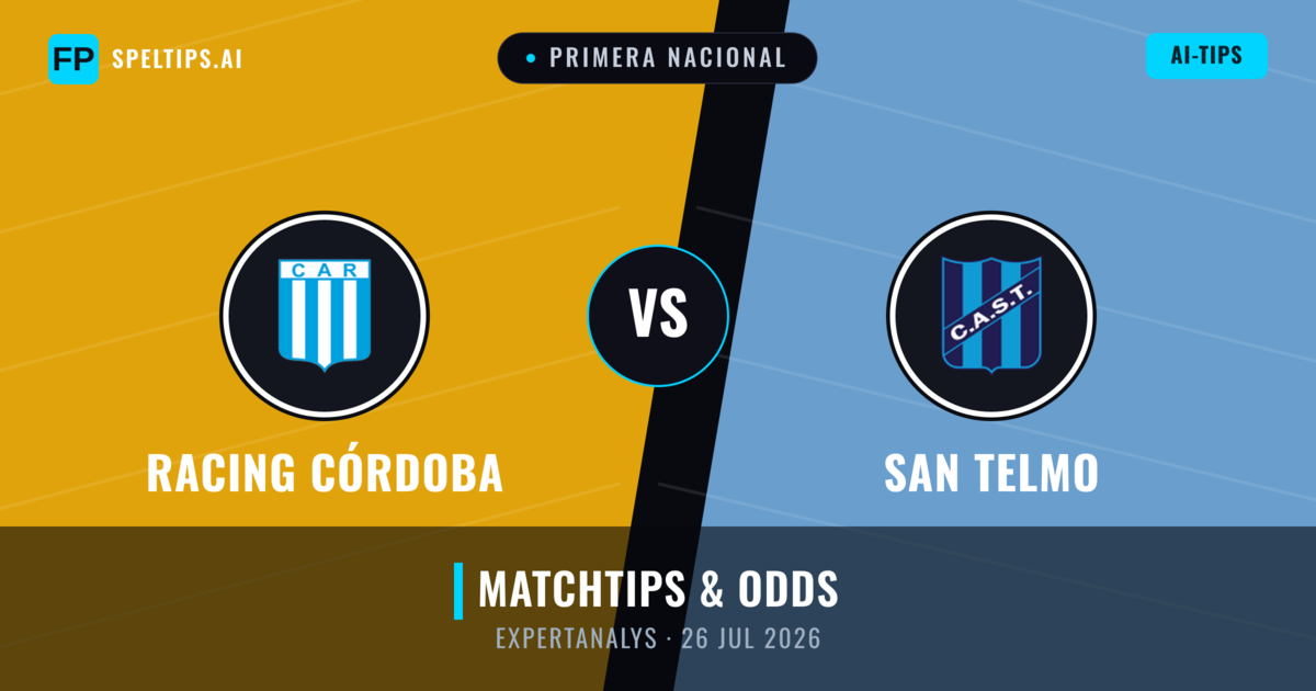 Racing Córdoba vs San Telmo — matchtips och förhandstitt