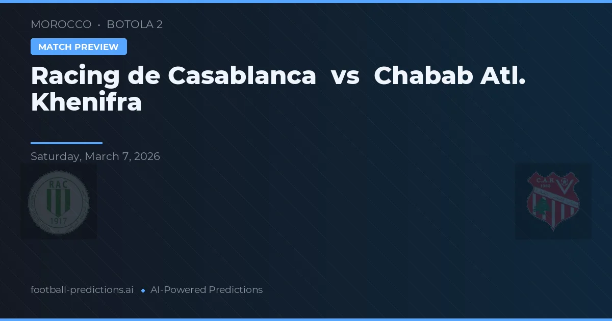 Racing de Casablanca vs Chabab Atl. Khenifra — matchtips och förhandstitt