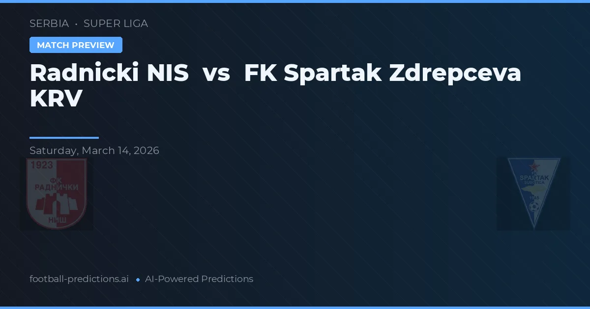 Radnicki NIS vs FK Spartak Zdrepceva KRV — matchtips och förhandstitt