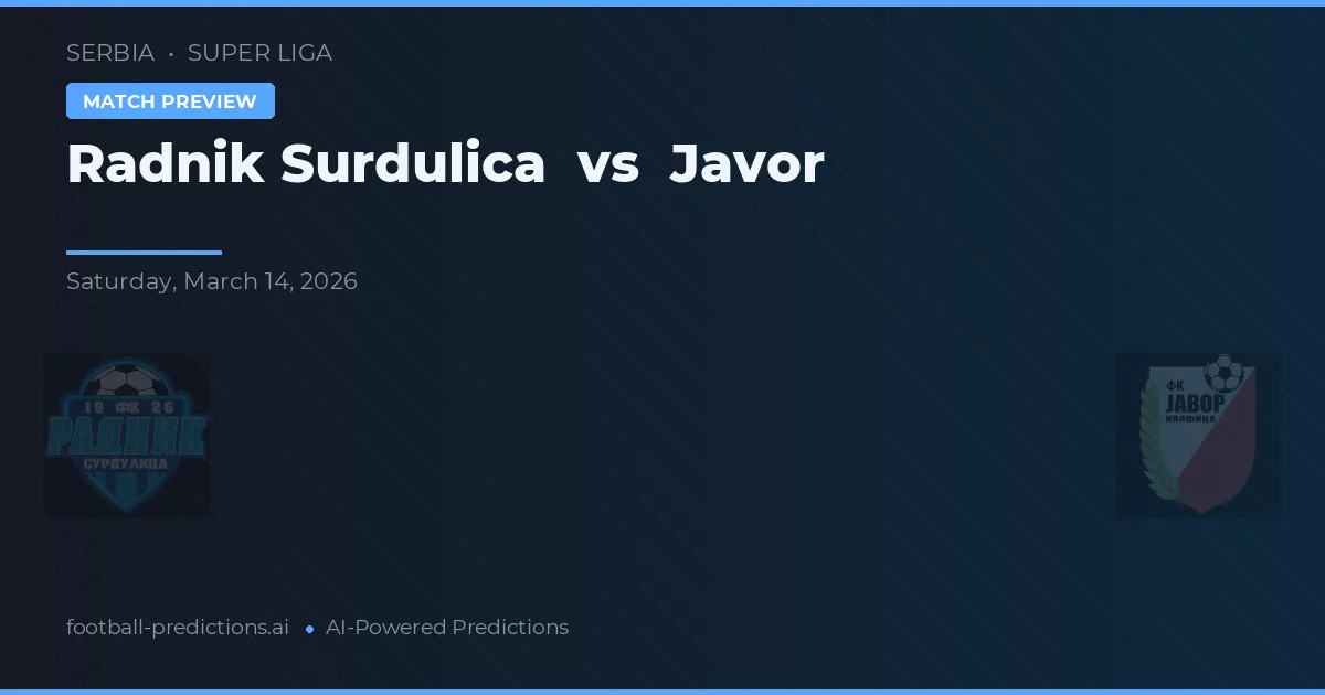 Radnik Surdulica vs Javor — matchtips och förhandstitt