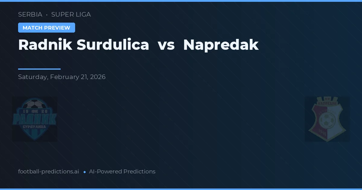 Radnik Surdulica vs Napredak — matchtips och förhandstitt