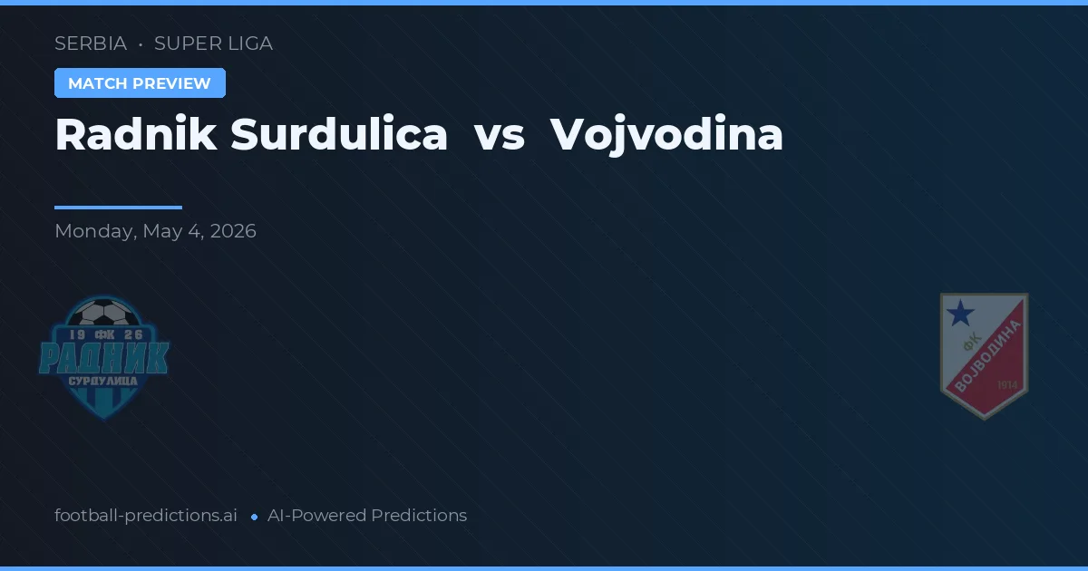 Radnik Surdulica vs Vojvodina — matchtips och förhandstitt