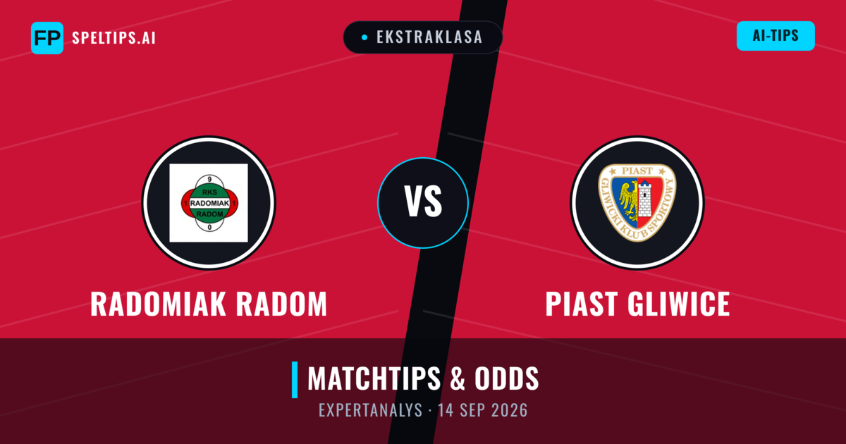Radomiak Radom vs Piast Gliwice — matchtips och förhandstitt