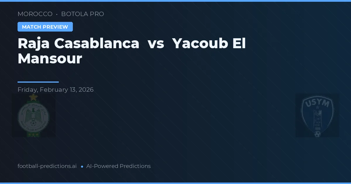 Raja Casablanca vs Yacoub El Mansour — matchtips och förhandstitt