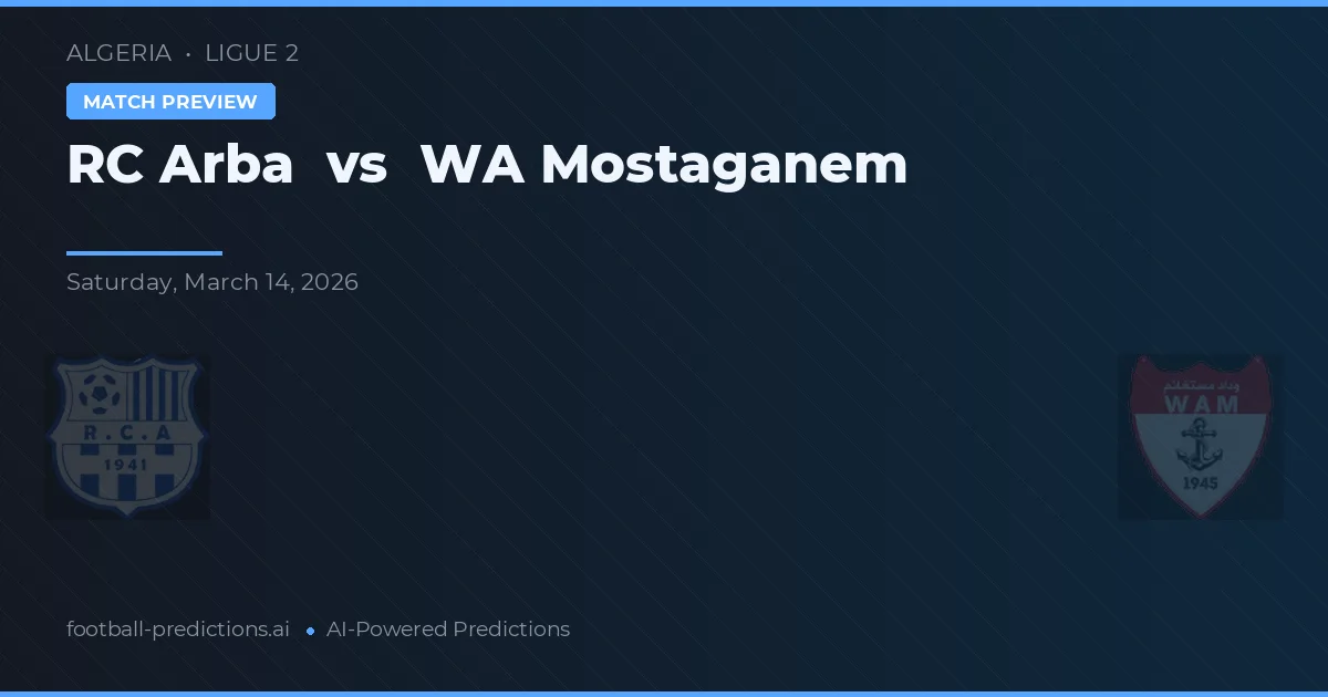 RC Arba vs WA Mostaganem — matchtips och förhandstitt