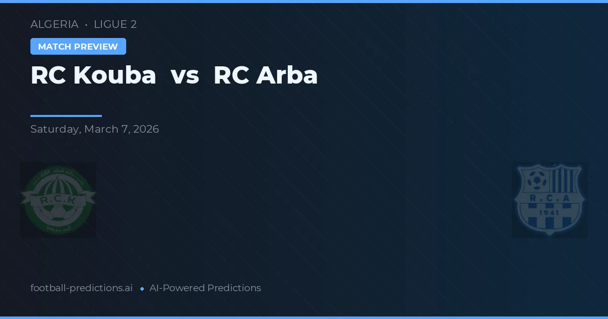 RC Kouba vs RC Arba — matchtips och förhandstitt