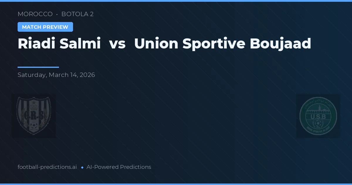 Riadi Salmi vs Union Sportive Boujaad — matchtips och förhandstitt