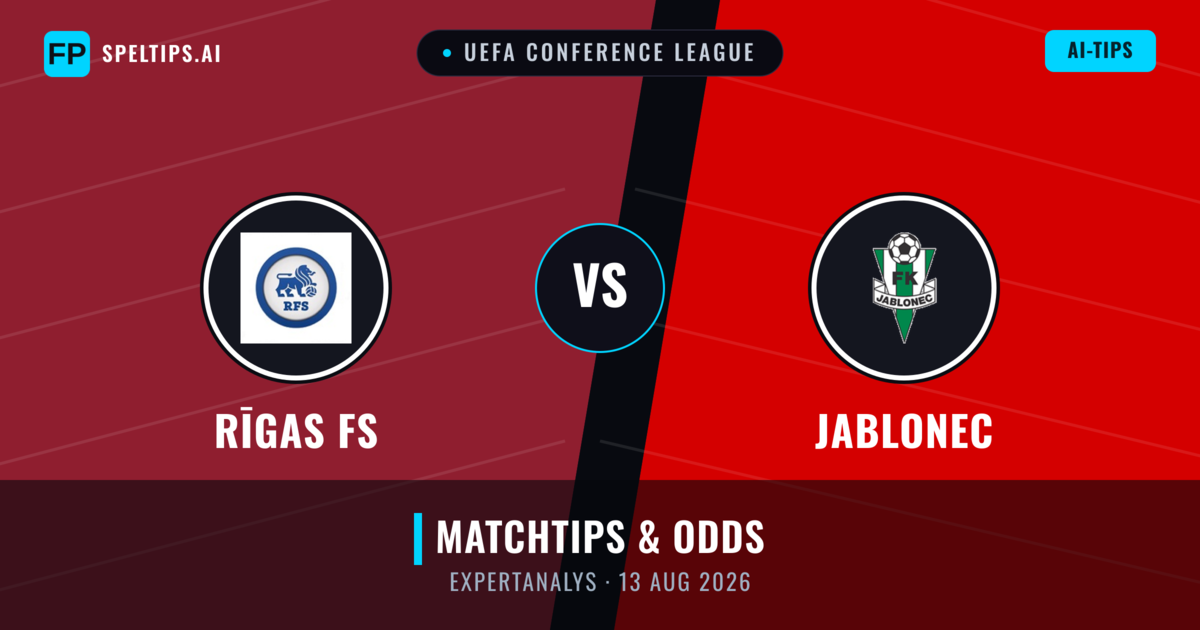 Rīgas FS vs Jablonec — matchtips och förhandstitt