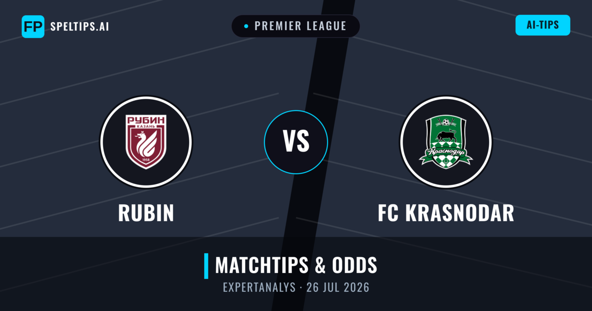 Rubin vs FC Krasnodar — matchtips och förhandstitt