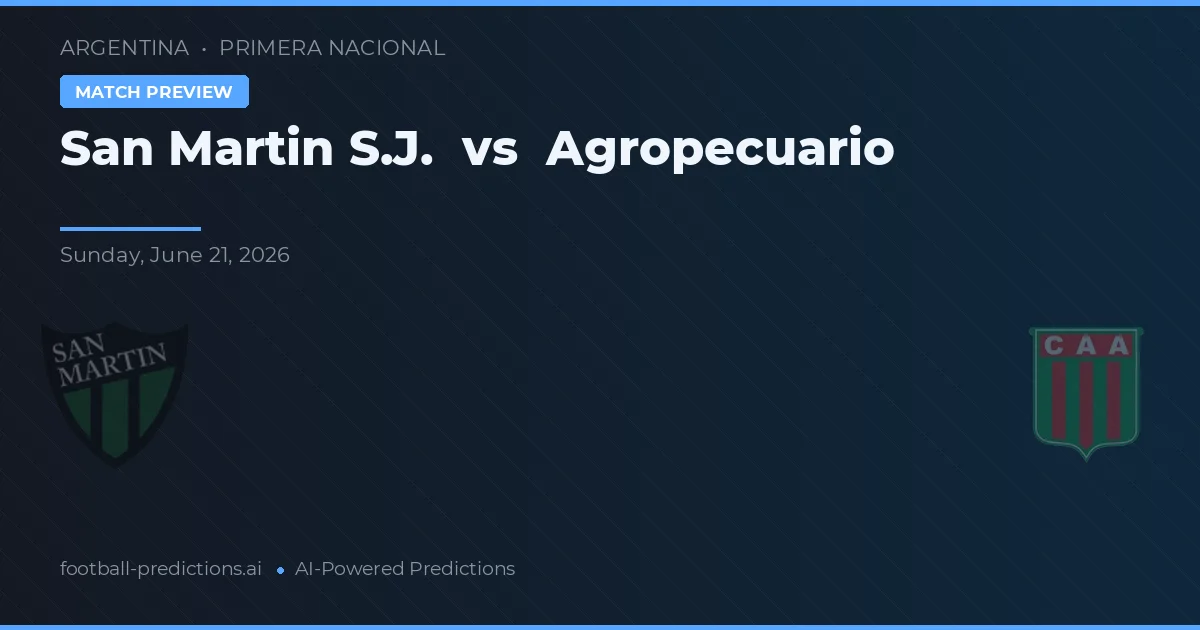 San Martín SJ vs Agropecuario — matchtips och förhandstitt