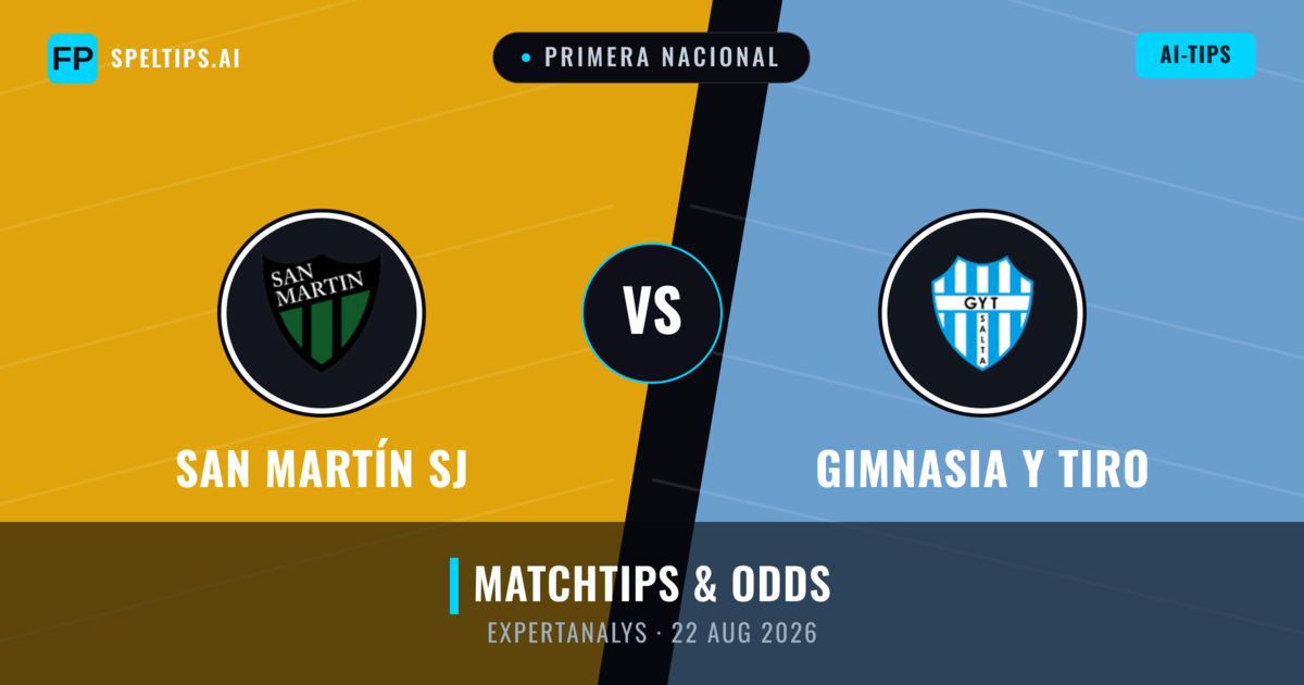 San Martín SJ vs Gimnasia y Tiro — matchtips och förhandstitt