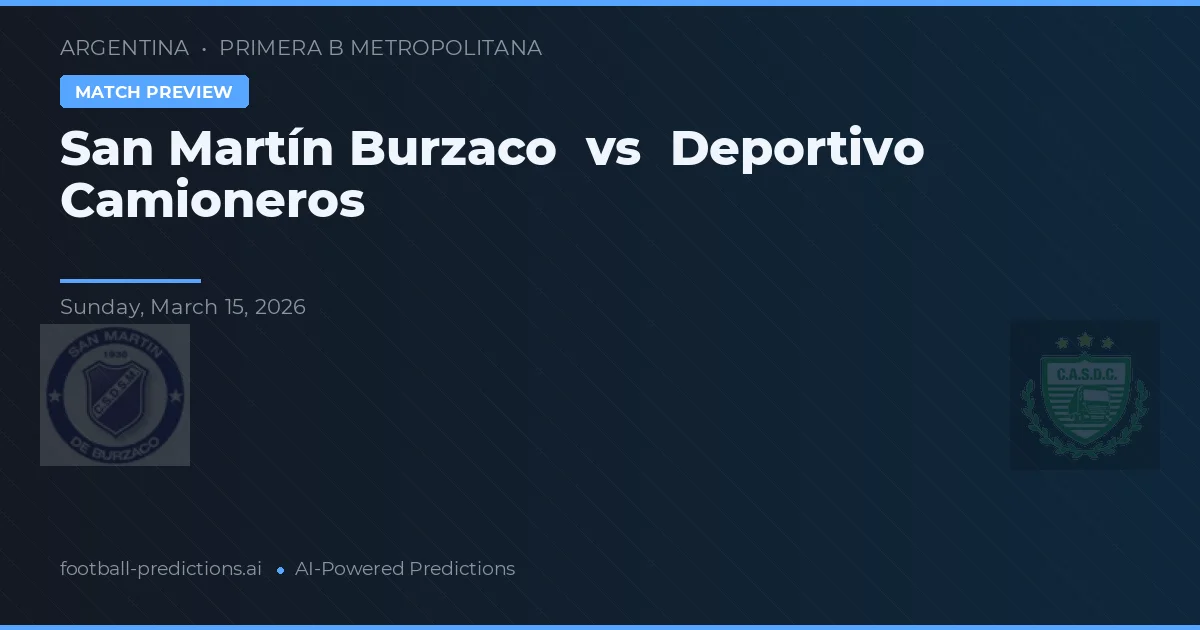 San Martín Burzaco vs Deportivo Camioneros — matchtips och förhandstitt