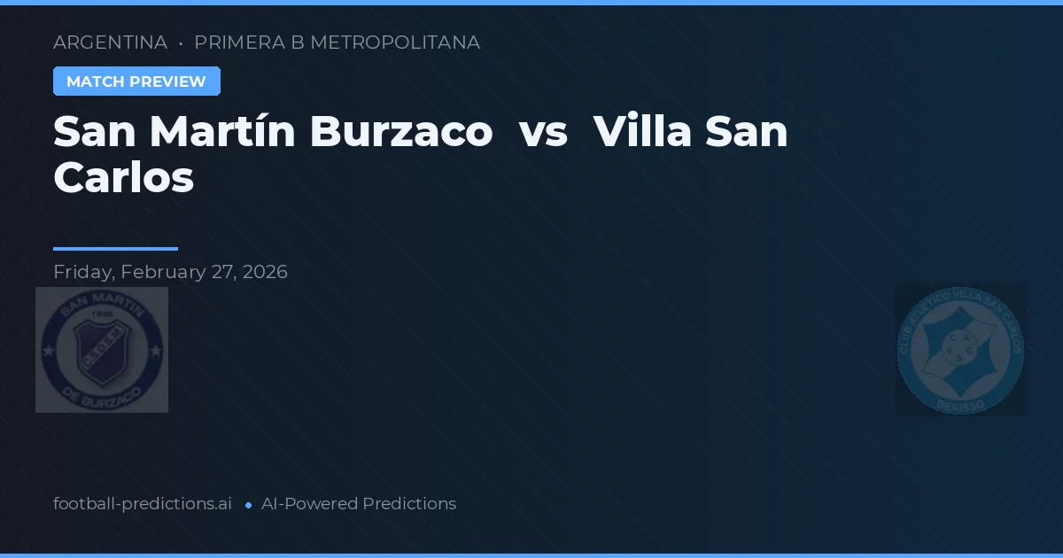 San Martín Burzaco vs Villa San Carlos — matchtips och förhandstitt