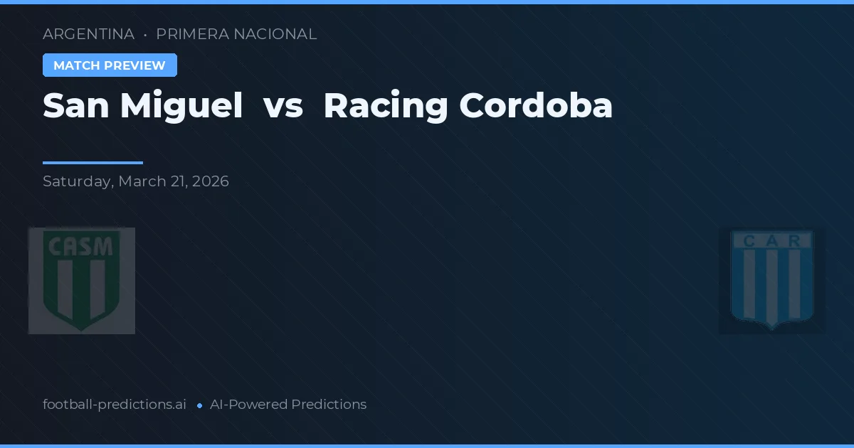 San Miguel vs Racing Córdoba — matchtips och förhandstitt