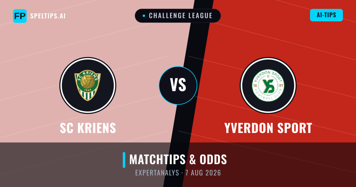 SC Kriens vs Yverdon Sport — matchtips och förhandstitt