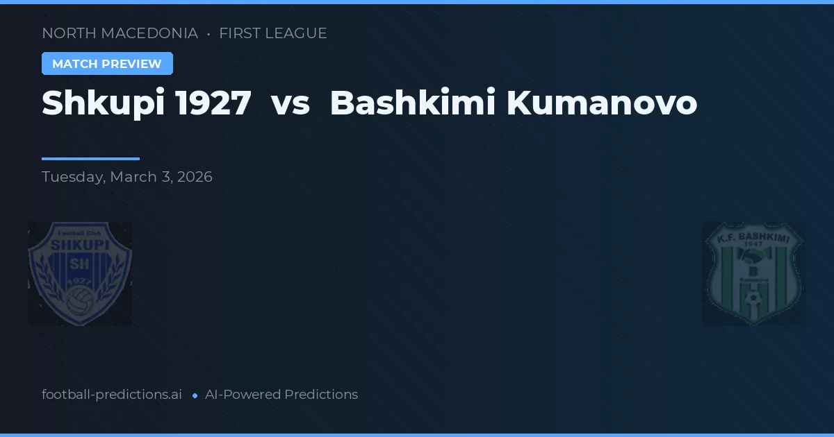Shkupi 1927 vs Bashkimi Kumanovo — matchtips och förhandstitt