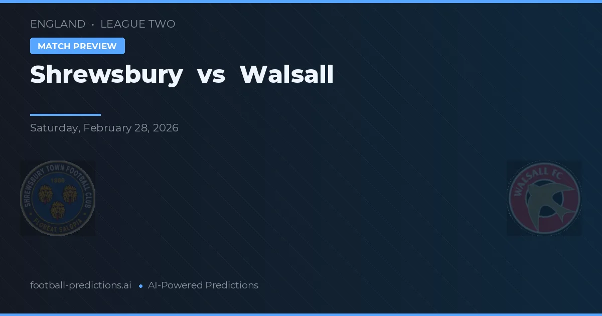 Shrewsbury vs Walsall — matchtips och förhandstitt
