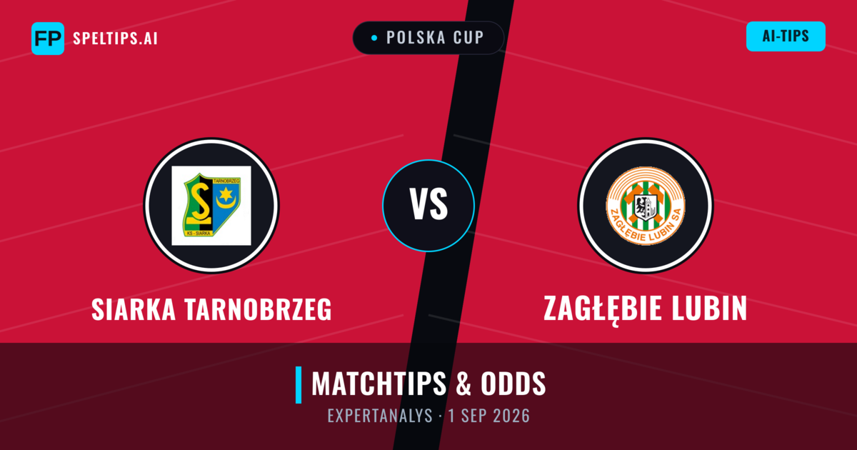 Siarka Tarnobrzeg vs Zagłębie Lubin — matchtips och förhandstitt