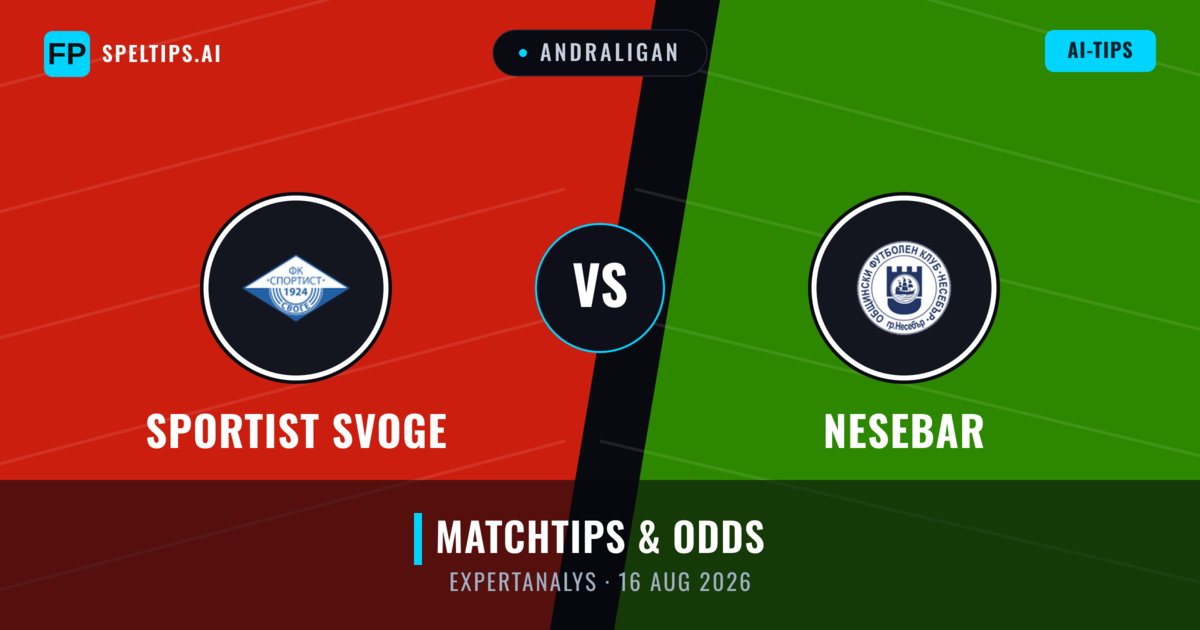 Sportist Svoge vs Nesebar — matchtips och förhandstitt