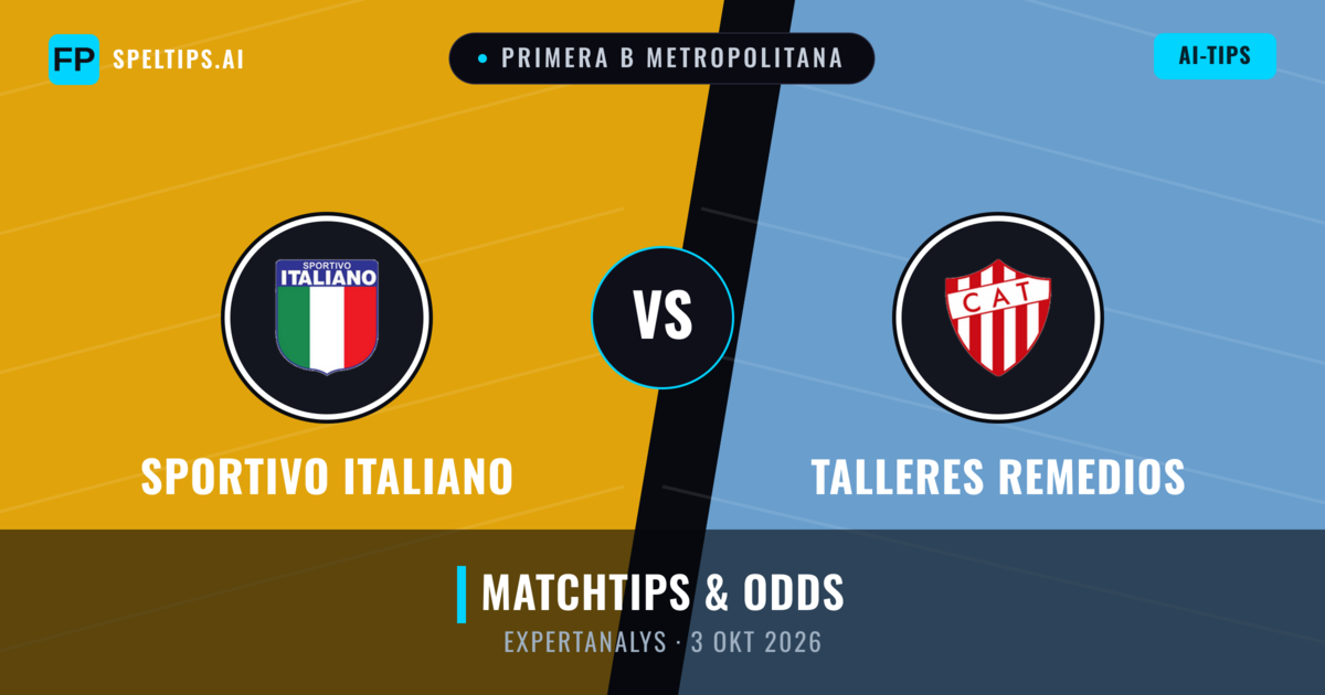 Sportivo Italiano vs Talleres Remedios — matchtips och förhandstitt