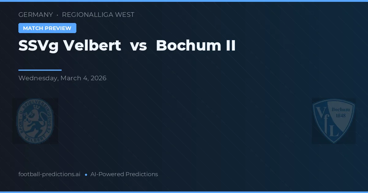 SSVg Velbert vs Viktoria Bochum II — matchtips och förhandstitt