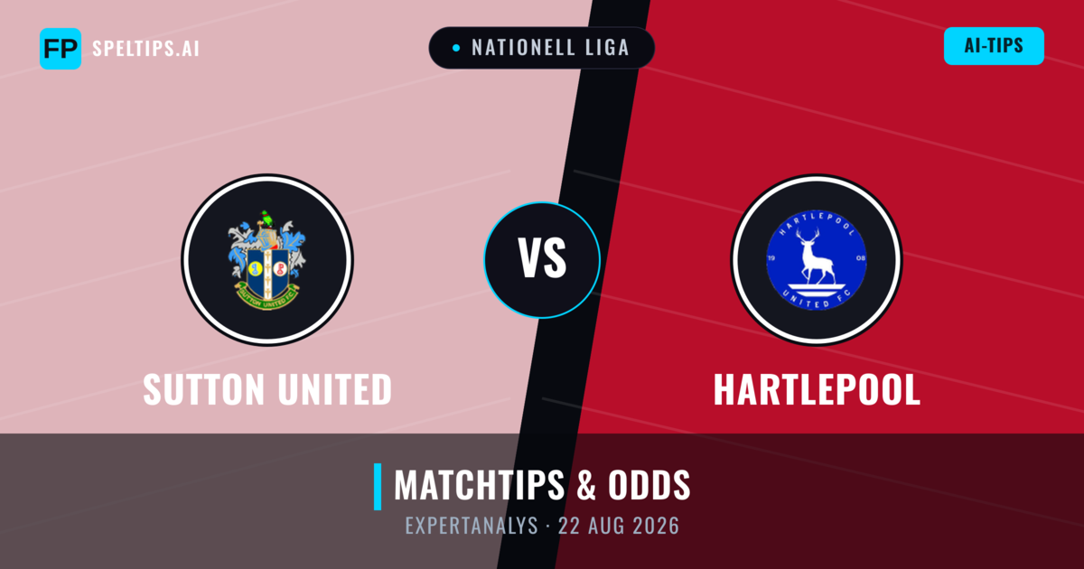 Sutton United vs Hartlepool — matchtips och förhandstitt