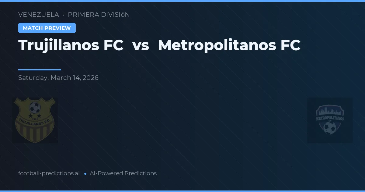 Trujillanos FC vs Metropolitanos FC — matchtips och förhandstitt