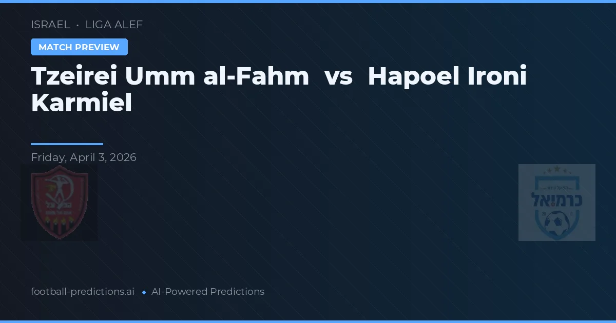 Tzeirei Umm al-Fahm vs Hapoel Ironi Karmiel — matchtips och förhandstitt