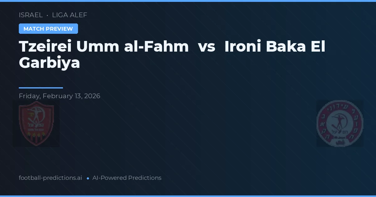 Tzeirei Umm al-Fahm vs Ironi Baka El Garbiya — matchtips och förhandstitt