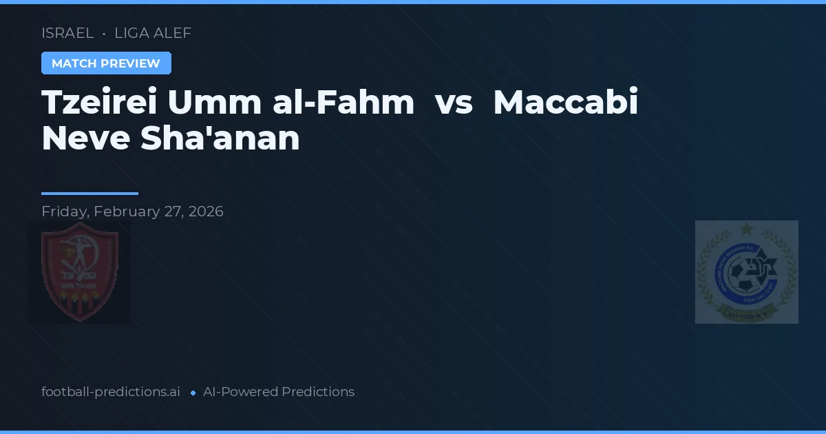 Tzeirei Umm al-Fahm vs Maccabi Neve Sha'anan — matchtips och förhandstitt