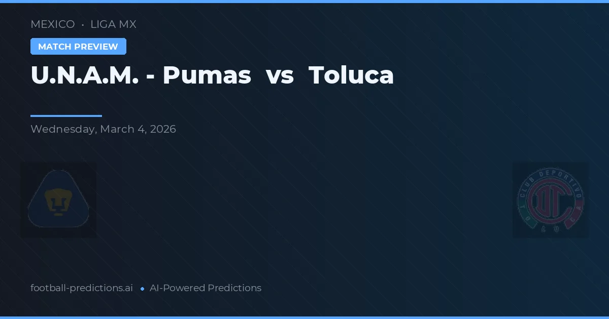 U.N.A.M. - Pumas vs Toluca — matchtips och förhandstitt