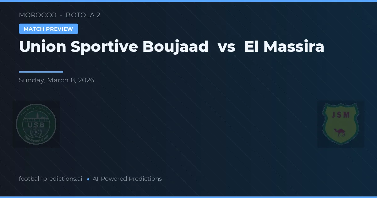 Union Sportive Boujaad vs El Massira — matchtips och förhandstitt