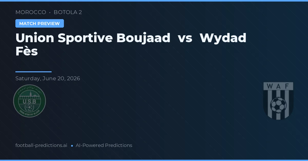 Union Sportive Boujaad vs Wydad Fès — matchtips och förhandstitt