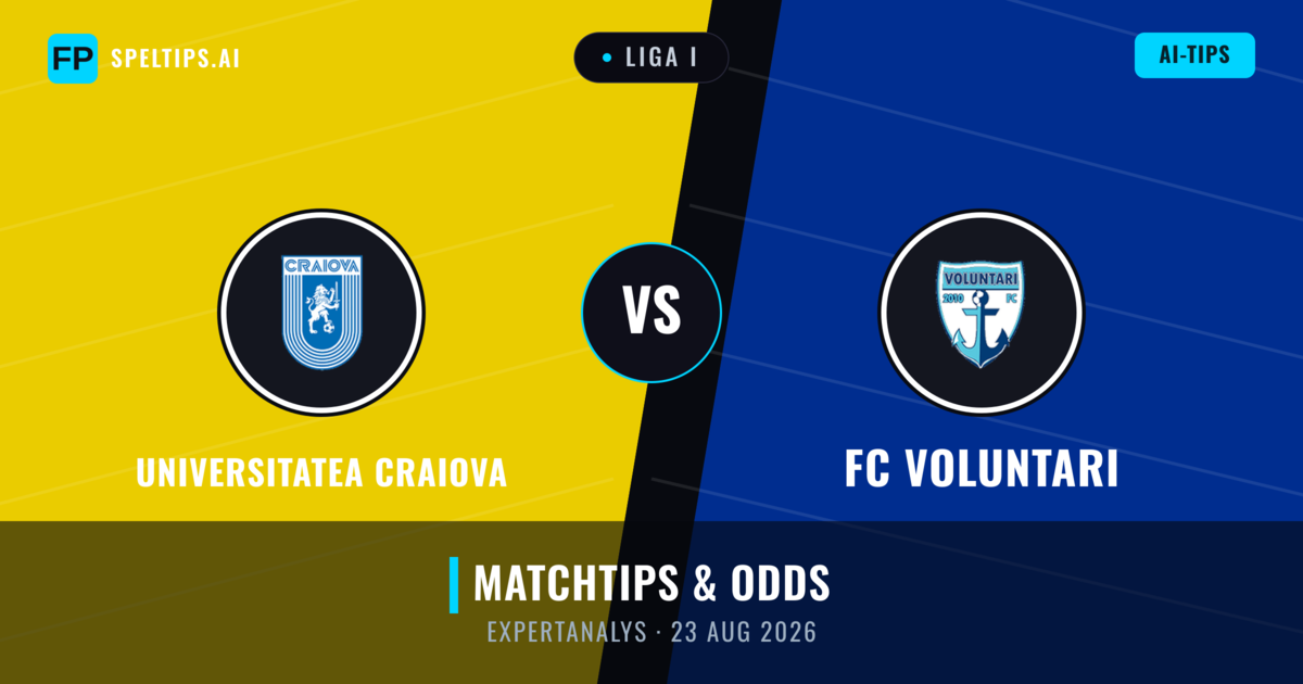 Universitatea Craiova vs FC Voluntari — matchtips och förhandstitt