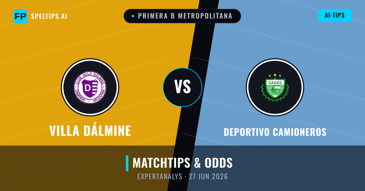 Villa Dálmine vs Deportivo Camioneros — matchtips och förhandstitt