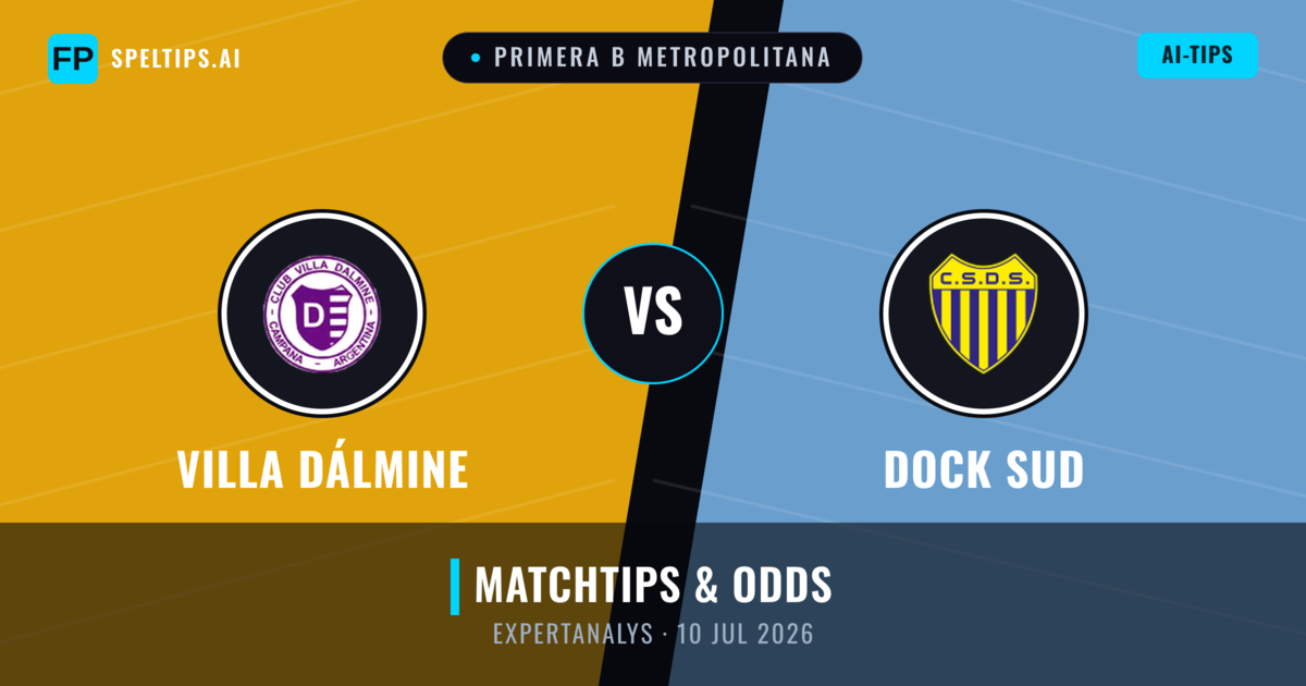 Villa Dálmine vs Dock Sud — matchtips och förhandstitt