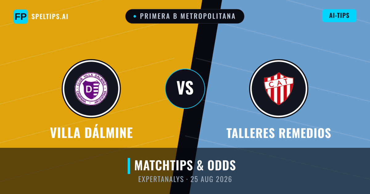 Villa Dálmine vs Talleres Remedios — matchtips och förhandstitt