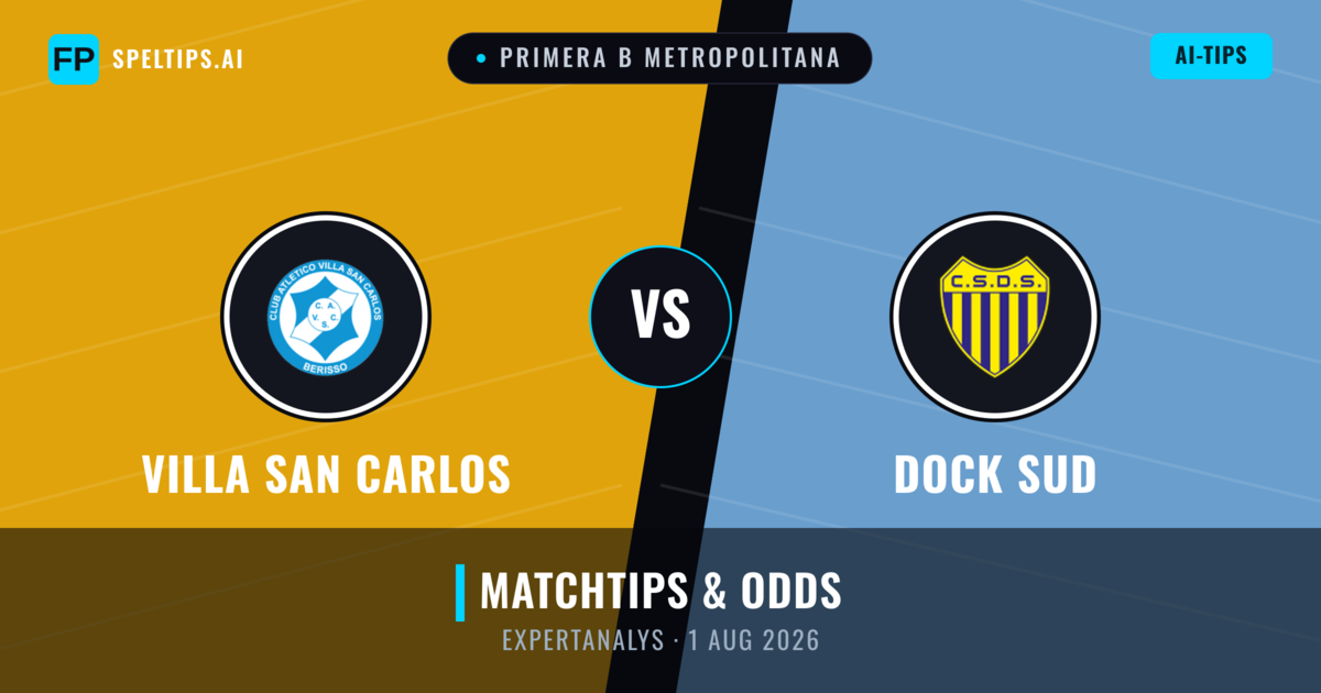 Villa San Carlos vs Dock Sud — matchtips och förhandstitt