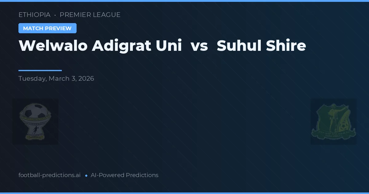 Welwalo Adigrat Uni vs Suhul Shire — matchtips och förhandstitt