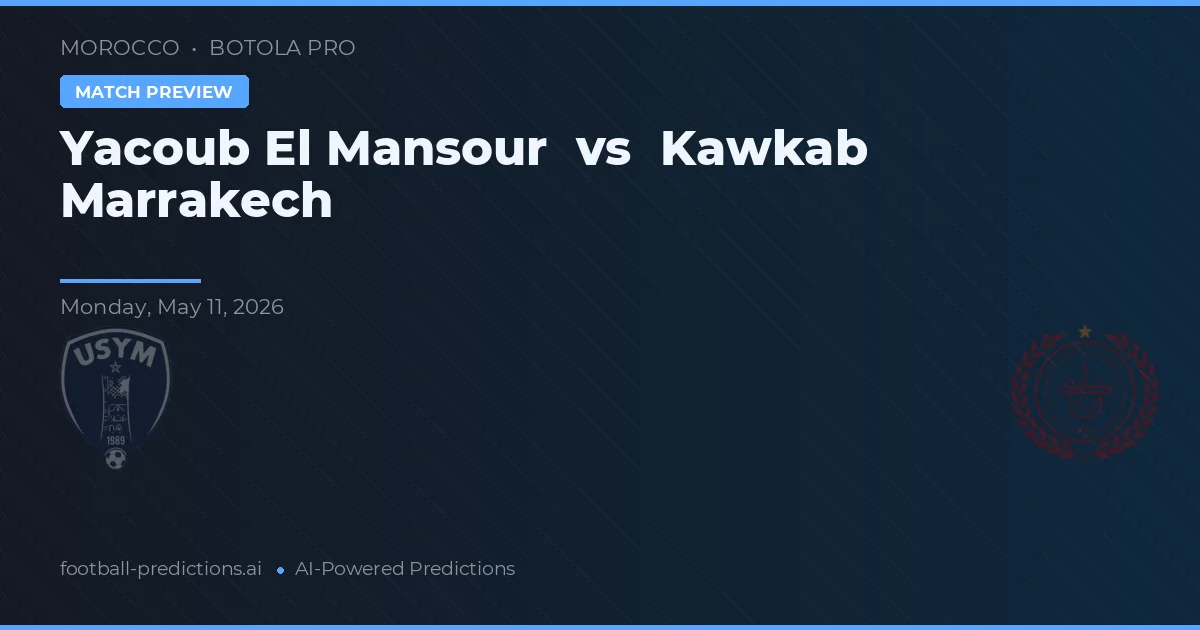 Yacoub El Mansour vs Kawkab Marrakech — matchtips och förhandstitt